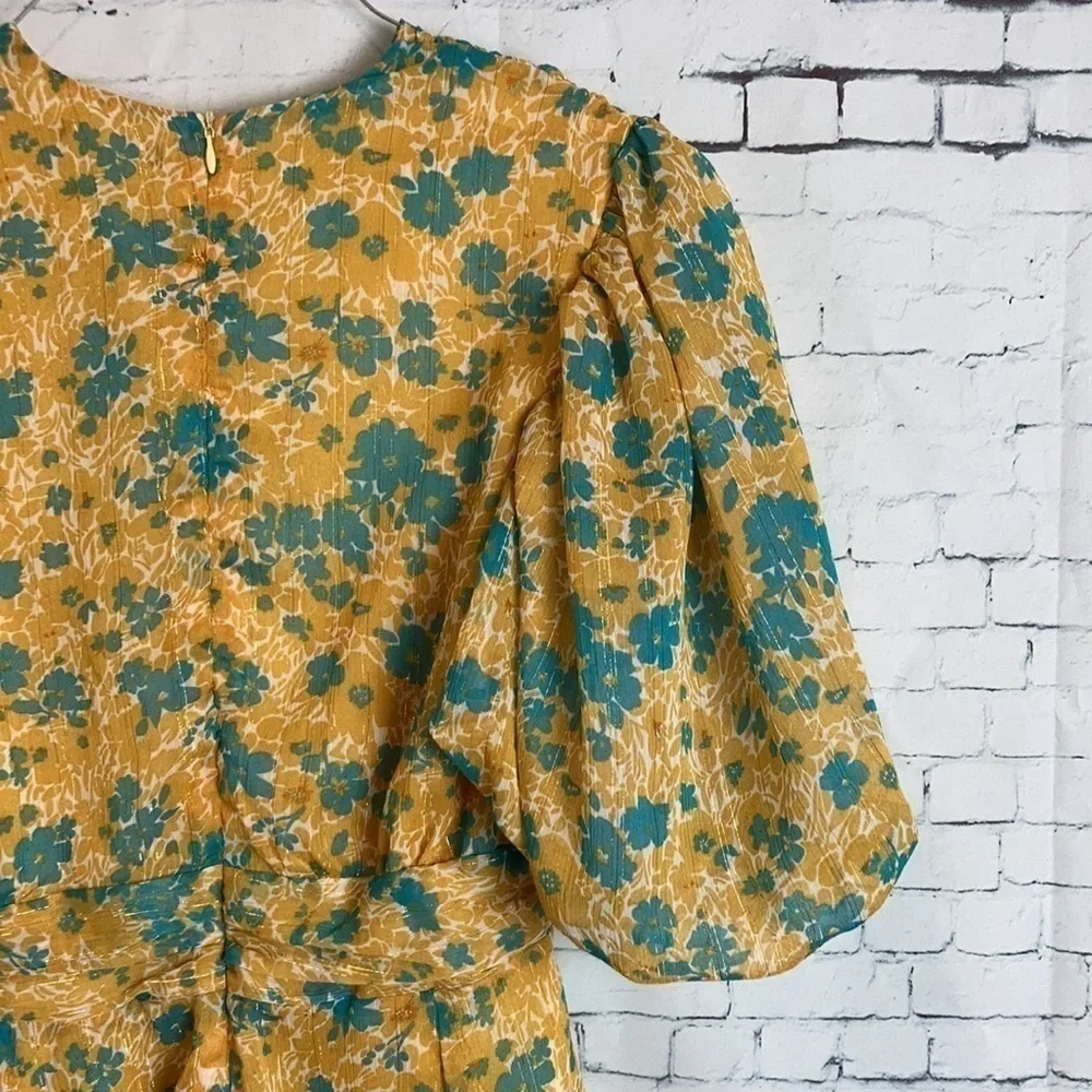 Nasty Gal Womens Floral Chiffon V Neck Puff Sleeve Playsuit Romper - Picture 12 of 16